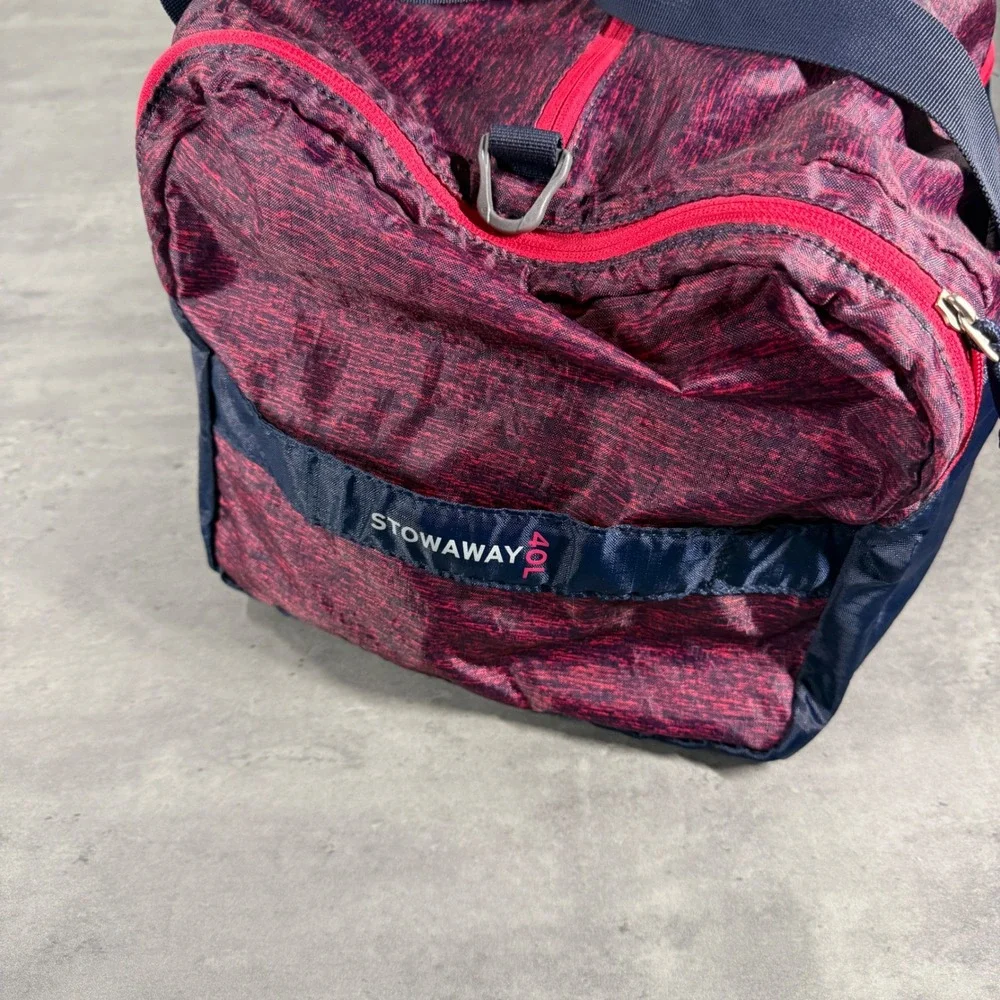 Eddie Bauer Duffel Bag‎ Unisex 40L Red Navy Stowaway Packable Travel Gym